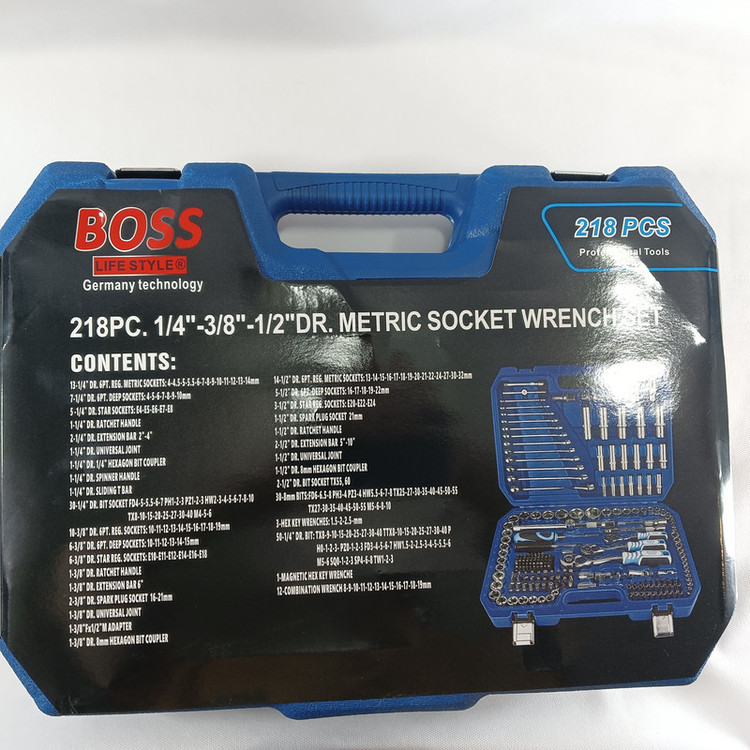 مجموعه 218 عددی آچار بکس باس مدل BS-218pcs-boss
