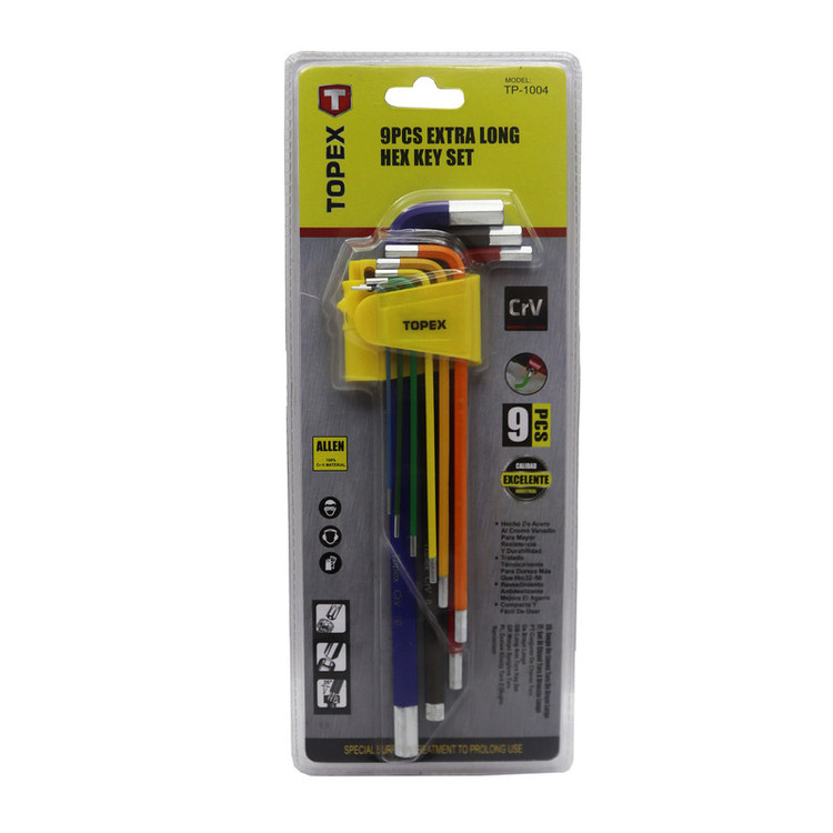 آچار آلن تاپکس مدل شش گوش کد YPB-TP-1004 مجموعه 9 عددی
