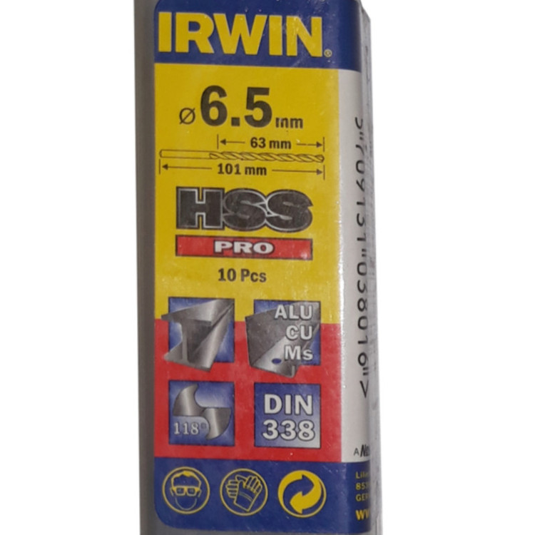 مته آهن اروین مدل 10502296 سایز 6.5 میلیمتر مجموعه دو عددی