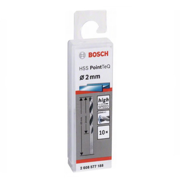 مته بوش مدل HSS PointTeQ, DIN 338 سایز 2 میلیمتر مجموعه 10 عددی