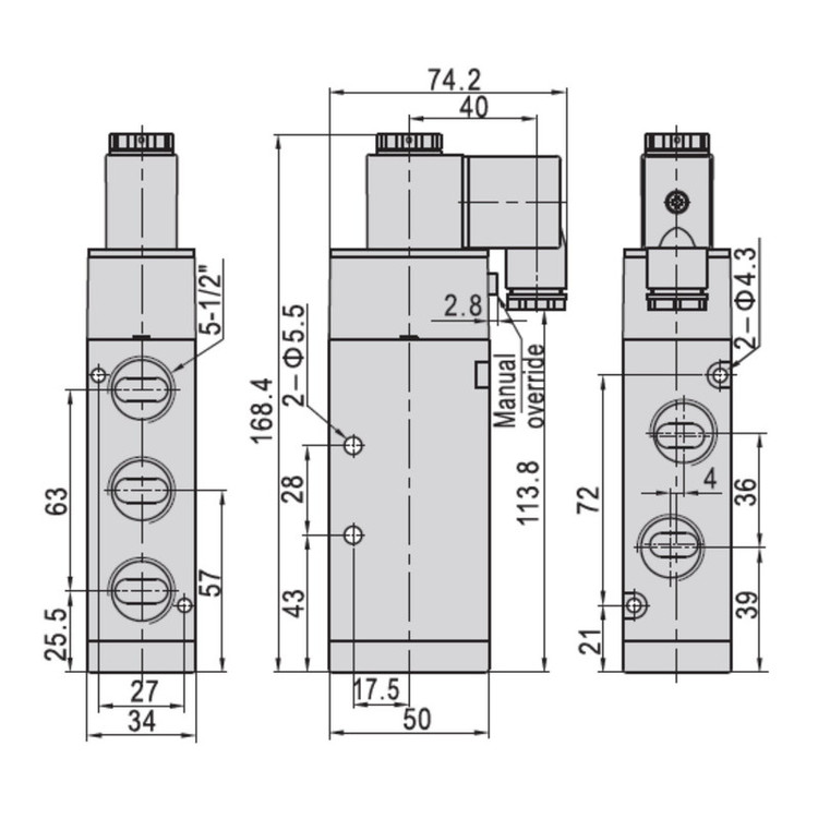 شیر برقی پنوماتیک مدل 4v410-15-220vAc