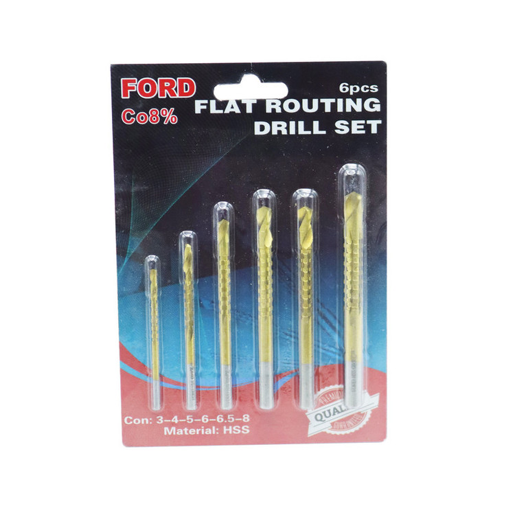 مته برش فورد مدل YP-HSS-3-8MM مجمموعه 6 عددی