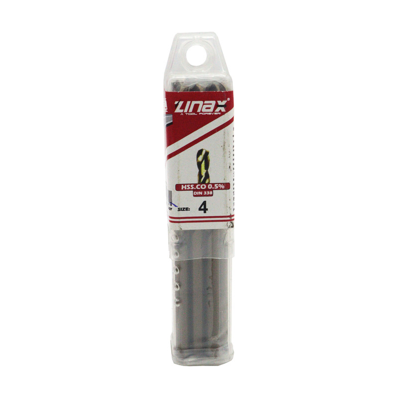 مته کبالت زیناکس کد YP-HSS-DIN338-4MM سایز 4 میلی متر مجموعه 10 عددی