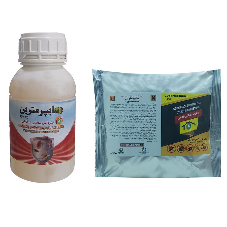 پودر و مایع حشره کش و سوسک کش سایپرمترین مدل گلسم P.0.5-M.0.5 حجم 1000 میلی لیتر مجموعه 2 عددی