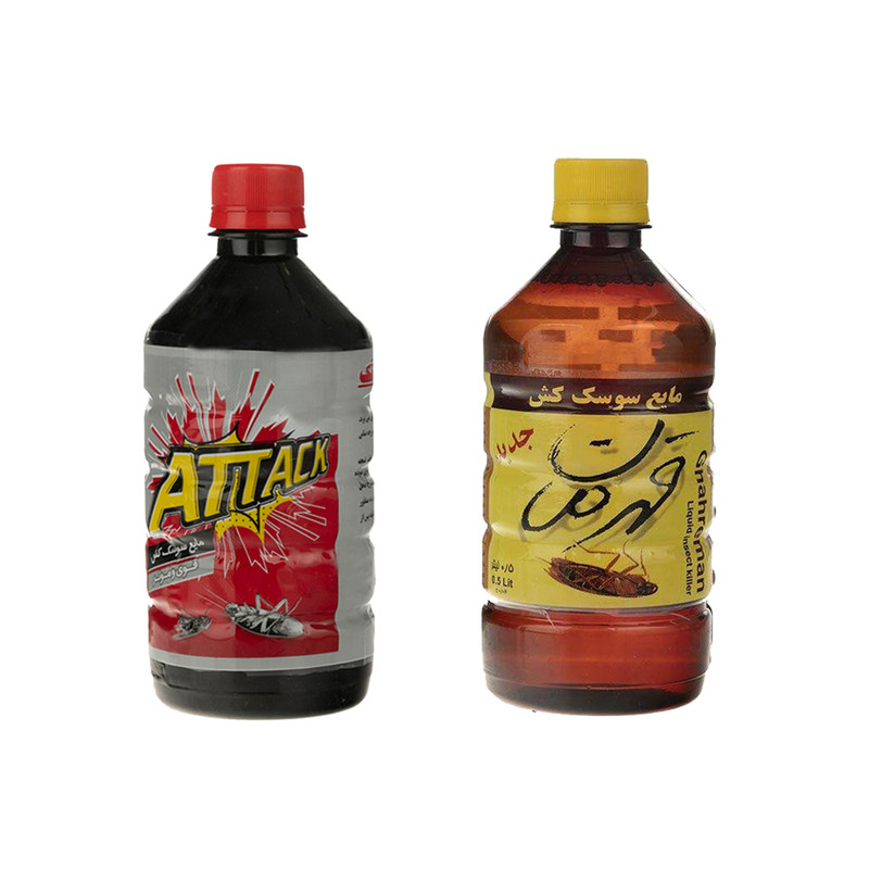 مایع سوسک کش و حشره کش مدل  Ghahreman-0.5L-Attack-0.5L حجم 1000 میلی لیتر مجموعه 2 عددی