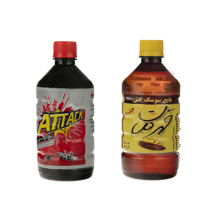 مایع سوسک کش و حشره کش مدل Ghahreman-0.5L-Attack-0.5L حجم 1000 میلی لیتر مجموعه 2 عددی