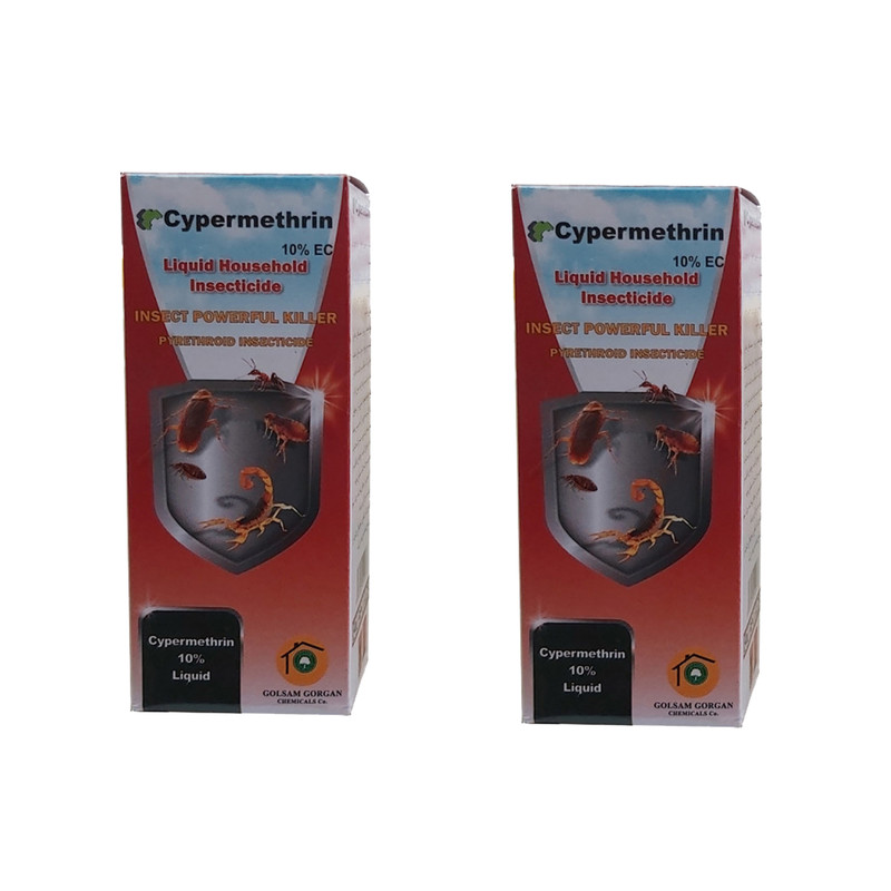حشره کش گل سم مدل خانگی مایع  سایپرمترین cyper-100-2 حجم 100 میلی لیتر مجموعه دو عددی