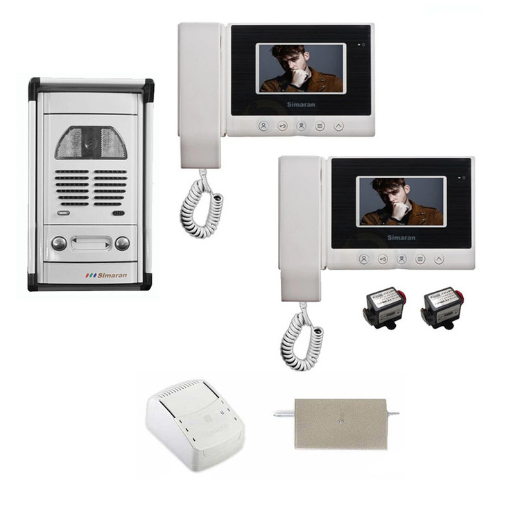 مجموعه دربازکن تصویری سیماران مدل 43HS-VFC2D دو طبقه به همراه محافظ ولتاژ مانیتور