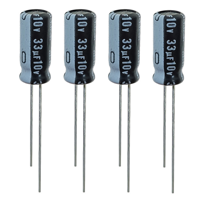 خازن الکترولیت 33 میکروفاراد 10 ولت نیچیکون مدل SK-3310 بسته 4 عددی
