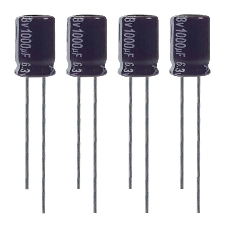خازن الکترولیت 1000میکروفاراد 6.3 ولت آکسبوم مدل TEC-102630 بسته 4 عددی