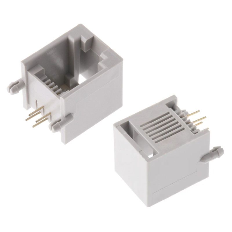 کانکتور مادگی تلفن مدل 6P4C-RJ11-Right.Angle بسته 2 عددی