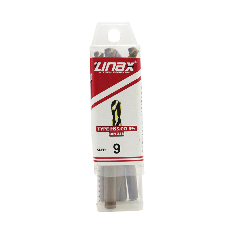 مته کبالت زیناکس کد YP-HSS-DIN338-9MM سایز 9 میلی متر مجموعه 5 عددی