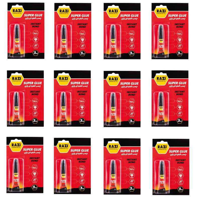 چسب قطره ای رازی مدل 3ml حجم 3 میلی لیتر بسته 12 عددی