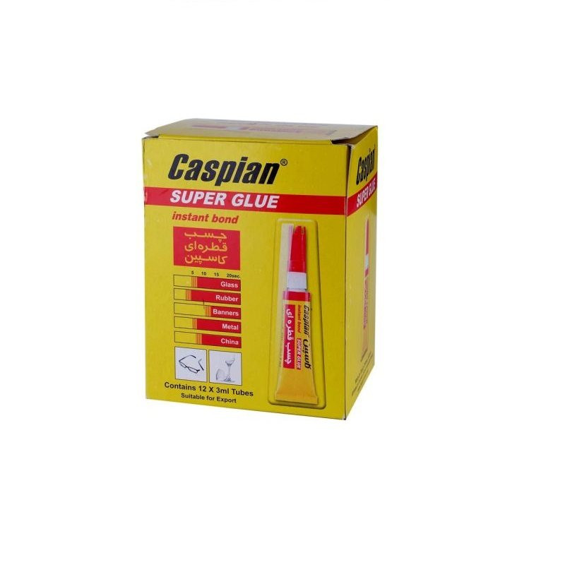 چسب قطره ای کاسپین مدل super glue حجم 3 گرم بسته 12 عددی