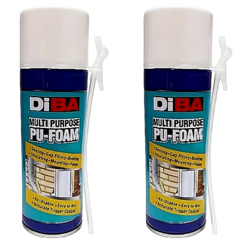 اسپری فوم پلی یورتان دیبا مدل PU Foam حجم 300 میلی لیتر بسته 2 عددی