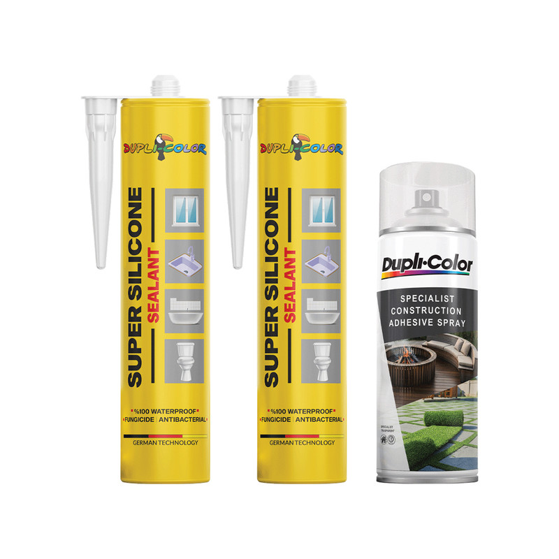 اسپری چسب ساختمان و چسب سیلیکون دوپلی کالر مدل 3 حجم 400 میلی لیتر مجموعه 3 عددی