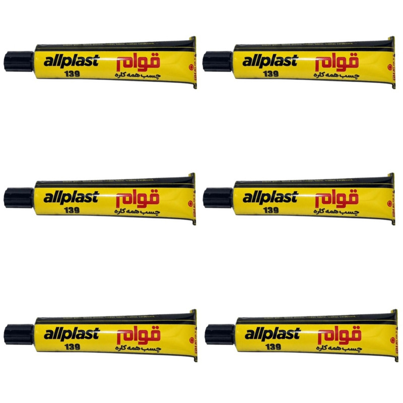 چسب‌ همه کاره قوام مدل Allplast کد 139 بسته 6 عددی حجم 50 میلی لیتر