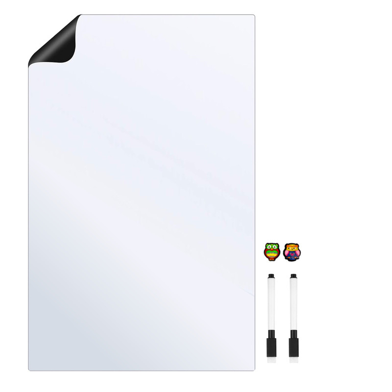 تخته وایت‌برد هوم اند فریج مدل H&F سایز 28x18 سانتی‌متر به همراه ماژیک و مگنت مجموعه 5 عددی