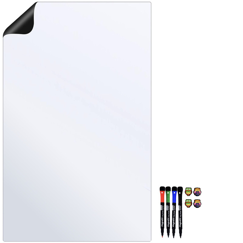 تخته وایت‌برد مغناطیسی هوم اند فریج مدل BASIC A2 سایز 60x40 سانتی‌متر به همراه ماژیک و مگنت مجموعه 9 عددی