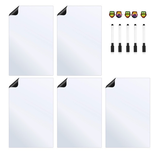 تخته وایت‌برد هوم اند فریج مدل Pack 5x5 سایز 22.5x15x0.05 سانتی‌متر به همراه ماژیک و مگنت مجموعه 15 عددی